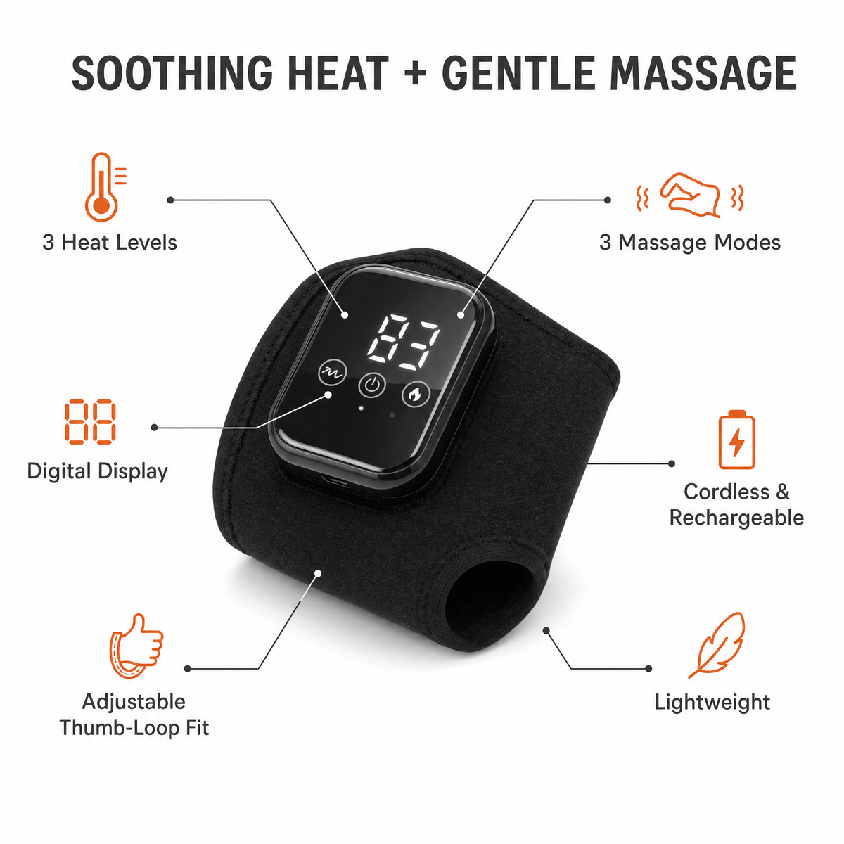 WarmWrap™ Cordless Heated Massage Wrist Wrap