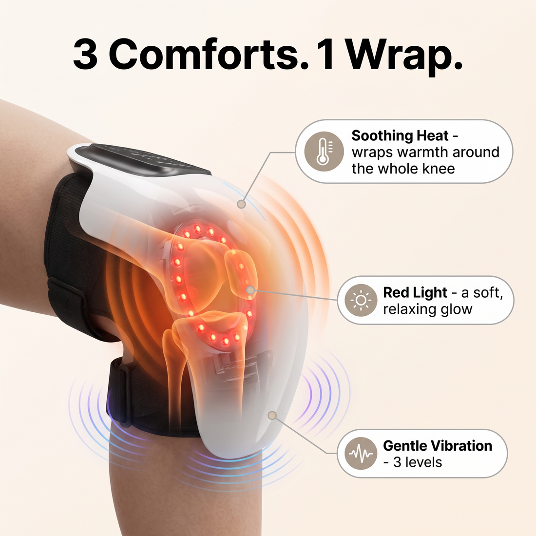 KneeHaven Heat, Light & Vibration Knee Massager